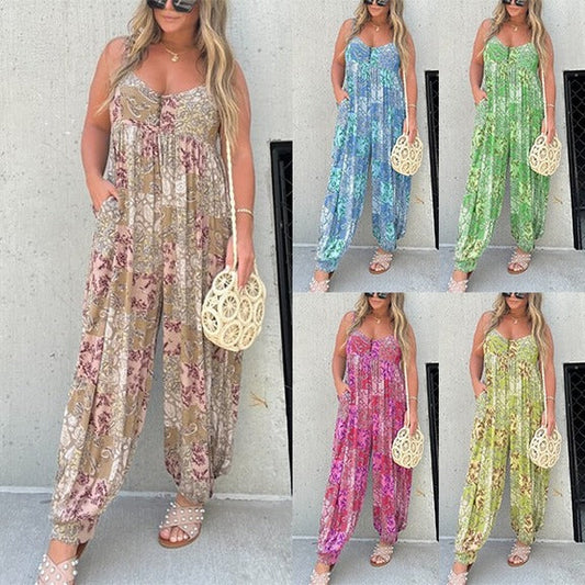 Patchwork Print 💁♀️ Luźny kombinezon Cooper Jumpsuit