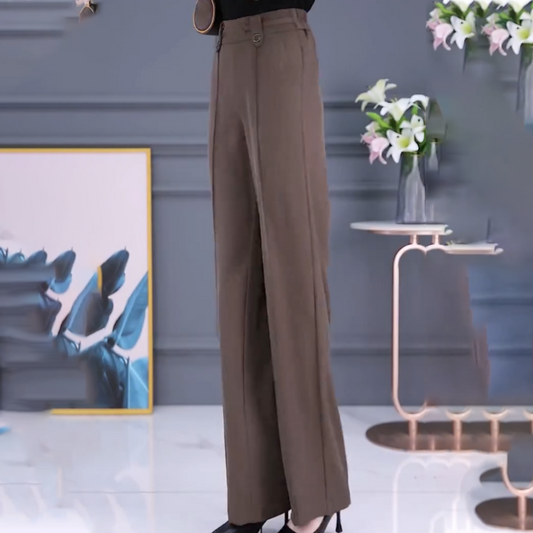 Spodnie damskie z wysokim stanem i prostymi nogawkami