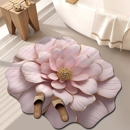 🏡Chłonna mata podłogowa z diatomitu w kształcie kwiatu 3D