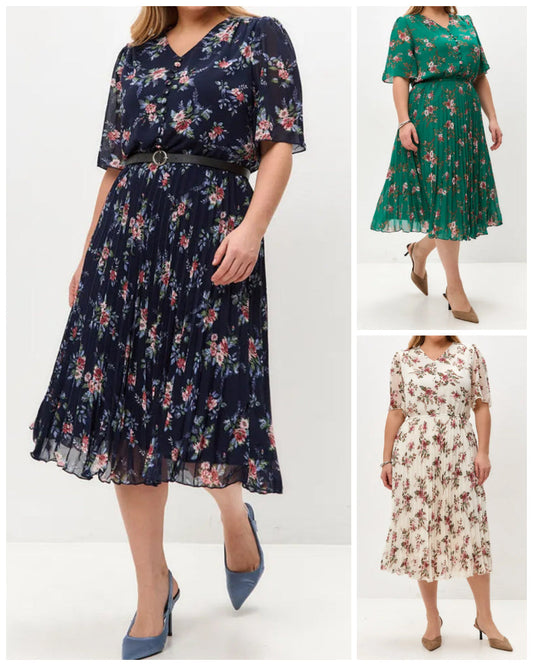 💃Elegancka szyfonowa plisowana spódnica w kwiaty🌸