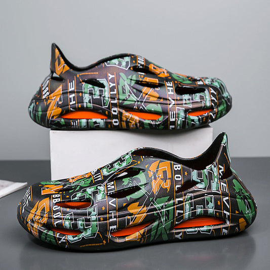 ✨Męskie modne antypoślizgowe kapcie zewnętrzne z graffiti