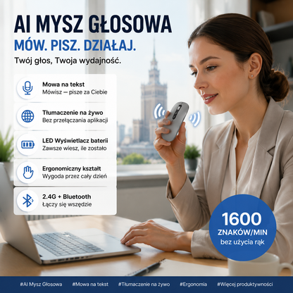 🎙️🖱️ Bezprzewodowa inteligentna mysz z obsługą głosową AI｜✅ Podwójna wydajność w pracy – płatność przy odbiorze
