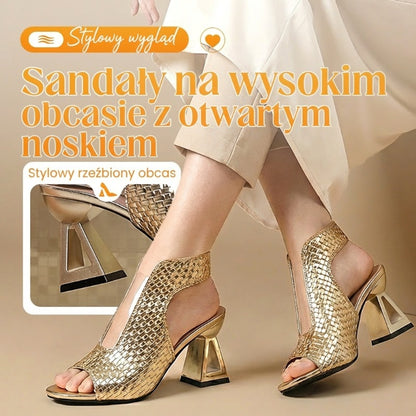 👡 Eleganckie damskie sandały na obcasie z odkrytymi palcami – Wysmukłe nogi, komfortowy krok 🏖️👠