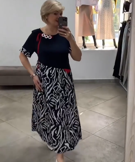 Elegancka damska sukienka patchworkowa