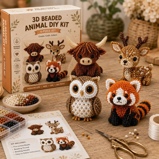 🎁🐾 Zestaw do samodzielnego wykonania zwierzątek z koralików 3D – 💖 Kreatywny pomysł na wspólne rękodzieło dla rodziców i dzieci – płatność przy odbiorze