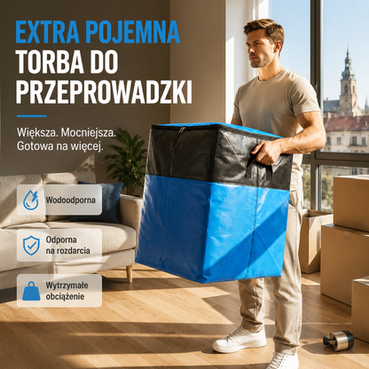Wytrzymały materiał PE odporny na rozdarcie – bezpieczne przechowywanie bez ryzyka uszkodzeń – torba do przeprowadzki i podróży. Na pobranie! 💪