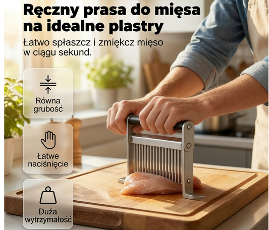 🍔 Praska do Mięsa – Stainless Steel & Antyadhezyjna | Na Burgery i Pulpety 🥩✨🍽️