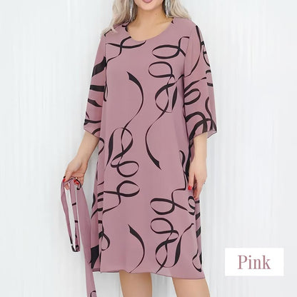🌷Elegancka luźna sukienka midi z marszczonymi rękawami