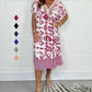 ✨Bedrucktes Freizeitkleid mit V-Ausschnitt und Fransen an den kurzen Ärmeln
