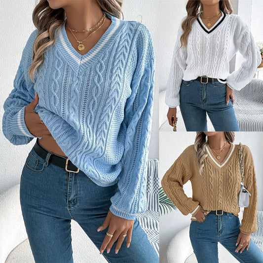Women’s Long Sleeve V-Neck Knit Sweater