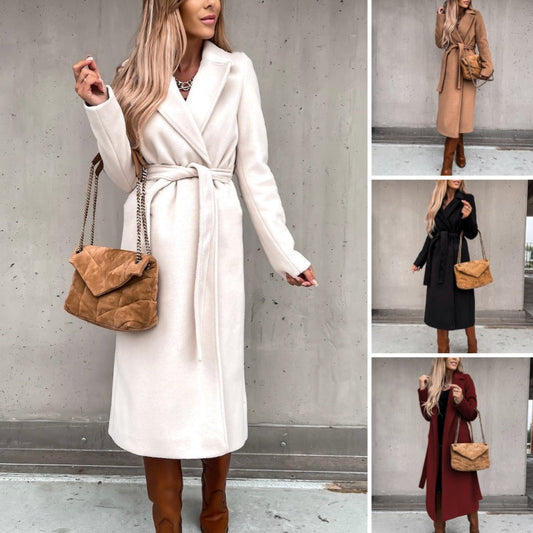 Women's Open Front Belted Overcoat