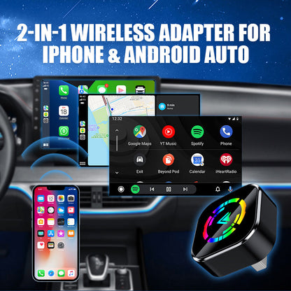 Adapter bezprzewodowy 2 w 1 do iPhone'a i Android Auto