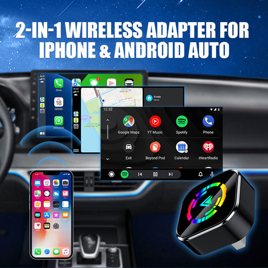 Adapter bezprzewodowy 2 w 1 do iPhone'a i Android Auto
