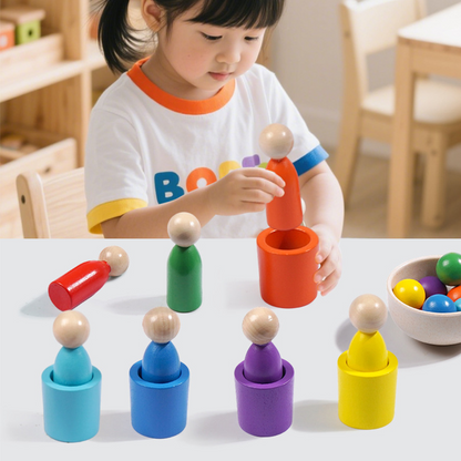 Tęczowe kulki w kubeczkach Zabawki Montessori dla małych dzieci