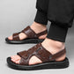 👞 Męskie Sandały ze Skóry Wołowej – Dziurkowane & Oddychające  🐮🌬️