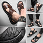 👞 Męskie Sandały ze Skóry Wołowej – Dziurkowane & Oddychające  🐮🌬️