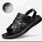 👞 Męskie Sandały ze Skóry Wołowej – Dziurkowane & Oddychające  🐮🌬️