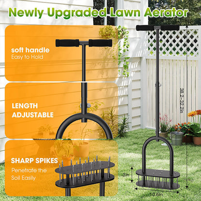 Wytrzymała konstrukcja ze stali węglowej – odporna na zginanie i korozję, niezawodna przez wiele sezonów – Aerator do trawnika – Na pobranie! 🌱