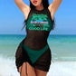 🔥Now on sale-3-Piece Bikini Set with Graphic Cover-Up
