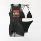 🔥Now on sale-3-Piece Bikini Set with Graphic Cover-Up