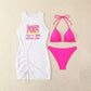 🔥Now on sale-3-Piece Bikini Set with Graphic Cover-Up
