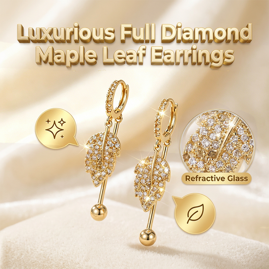🍁✨ Kolczyki w kształcie liści klonu z pełnym wysadzeniem diamentami – olśniewający luksus – płatność przy odbiorze ✅