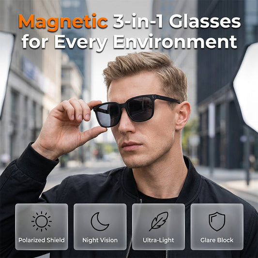 🔥🕶️ Okulary z magnetycznym systemem 3 w 1 – 🌙 Ochrona oczu przez całą dobę –  Płatność przy odbiorze