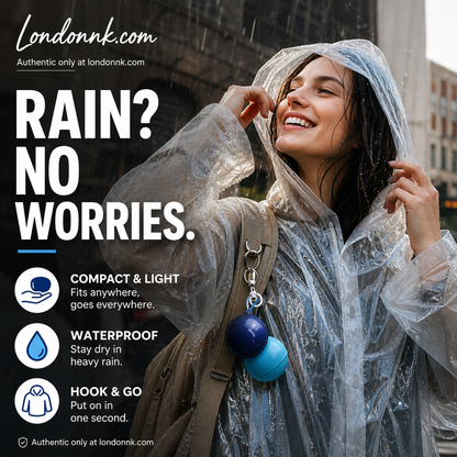 Regen überrascht Sie immer wieder ohne Schirm? – kompakter Regenponcho im kleinen Beutel – probieren Sie den wetterfesten Begleiter für unterwegs. Auf Rechnung! ☔