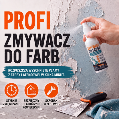 Usuwaj zaschnięte resztki farby lateksowej w kilka sekund – spray do usuwania farby z wielu powierzchni. Na pobranie! 🎨