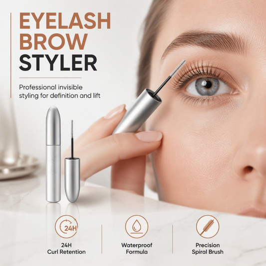 Podwójne działanie – utrwala brwi i podkręca rzęsy, kompletny look oczu w jednym produkcie – Żel do rzęs i brwi – Na pobranie! 👁️
