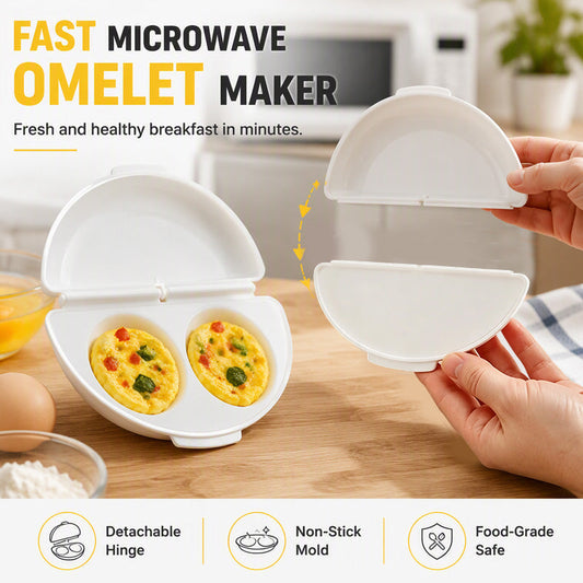Szybkie śniadanie w mikrofalówce – omlet i jajka gotowane w kubku w jednym naczyniu, mniej naczyń do sprzątania – Naczynie 2w1 do jajek w mikrofalówce – Na pobranie! 🍳