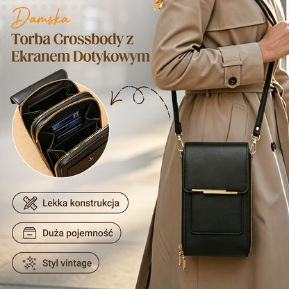 👝 Damska torba na ramię z ekranem dotykowym – ładowanie w trakcie użytkowania, zabezpieczenie przed kradzieżą, wodoodporna ✨