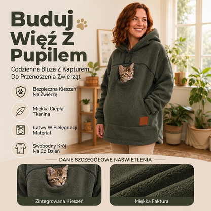 🧸 Uniwersalna bluza z kapturem z pluszowym futerkiem – Do przenoszenia zwierząt ✨