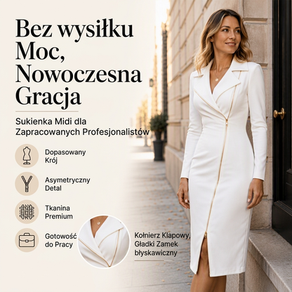 👗 Kobieta asymetryczna rozpinana sukienka – Rozcięty przód, stylowa ✨