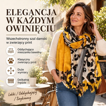 🐆 Wszechstronny lekki szal z lamparcim wzorem – Stylowy, uniwersalny ✨