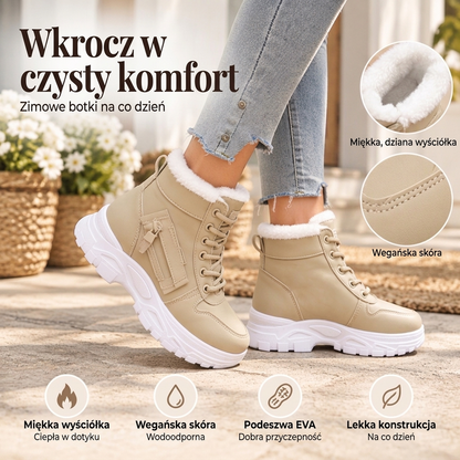 Damskie zimowe ciepłe botki z futrzaną podszewką