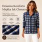 👚 Kobieta sweter dzianinowy w kratę – Z guzikami, ciepły, stylowy ✨