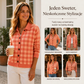 👚 Kobieta sweter dzianinowy w kratę – Z guzikami, ciepły, stylowy ✨