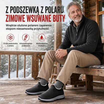👞 Męskie zimowe buty slip-on – Ocieplane polarem, wodoodporne, antypoślizgowe ✨