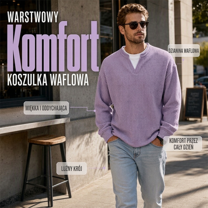 🌸 Warstwowa koszulka waffle – Wygodna, stylowa, uniwersalna 📦