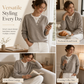 👚 Sweter z okrągłym dekoltem – Dzianinowy, guziki, duetowy krój ⚡