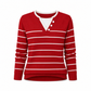 👚 Sweter z okrągłym dekoltem – Dzianinowy, guziki, duetowy krój ⚡