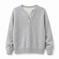 👚 Sweter z okrągłym dekoltem – Dzianinowy, guziki, duetowy krój ⚡