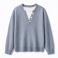 👚 Sweter z okrągłym dekoltem – Dzianinowy, guziki, duetowy krój ⚡