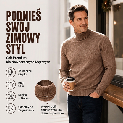 🧥 Klasyczny dopasowany sweter męski z golfem – Elegancki, ciepły, uniwersalny ✨