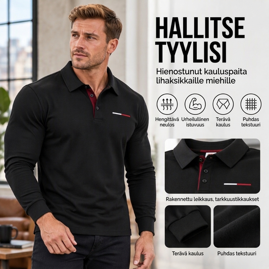 Miesten klassinen pitkähihinen kauluspaita