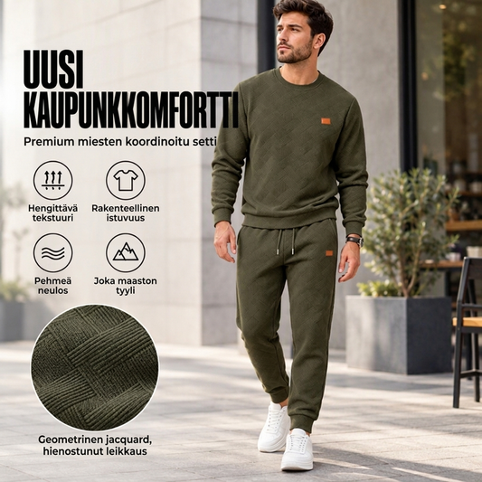 Miesten rento teksturoitu Jacquard-urheilusetti