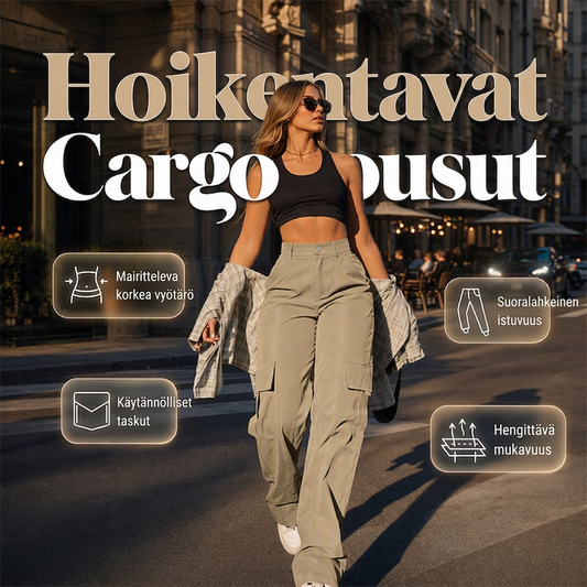 Naisten tyylikkäät ja vyötäröä kapeuttavat cargo-housut
